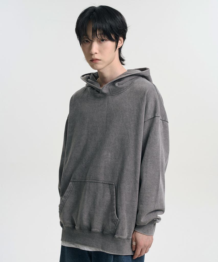 Oversized Pigment Sweat Hoodie Khaki Gray