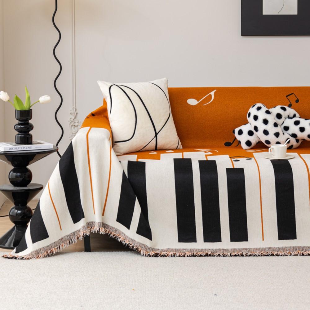 Husă de canapea cu cheie de pian Prosop de canapea Husă de canapea din chinelă Covoraș pentru animale de companie Camera de zi Notă muzicală Husă de canapea Pătură