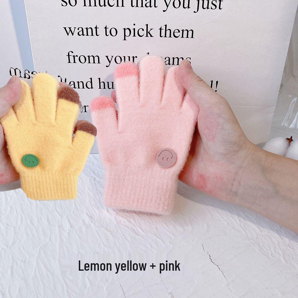 Dětské zimní bezprsté rukavice se smajlíkem – tenký styl pro chlapce a dívky
