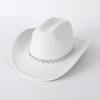 Women Cowgirl Hat with Rhinestones Decorative Band Classic Wide Brim Fedora Hat Western Caps Solid Color Sun Protection Hats