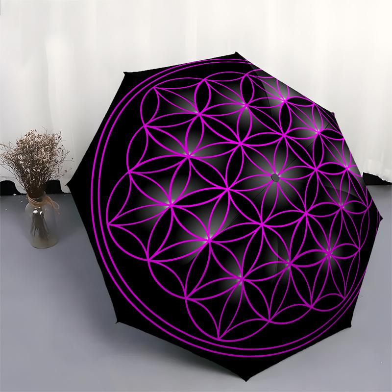 Flower of Life Mandala Art Print - Sacred Geometry DecorUmbrella, Portable 3-Fold Umbrella for Men & Women,Christmas Gift ES70