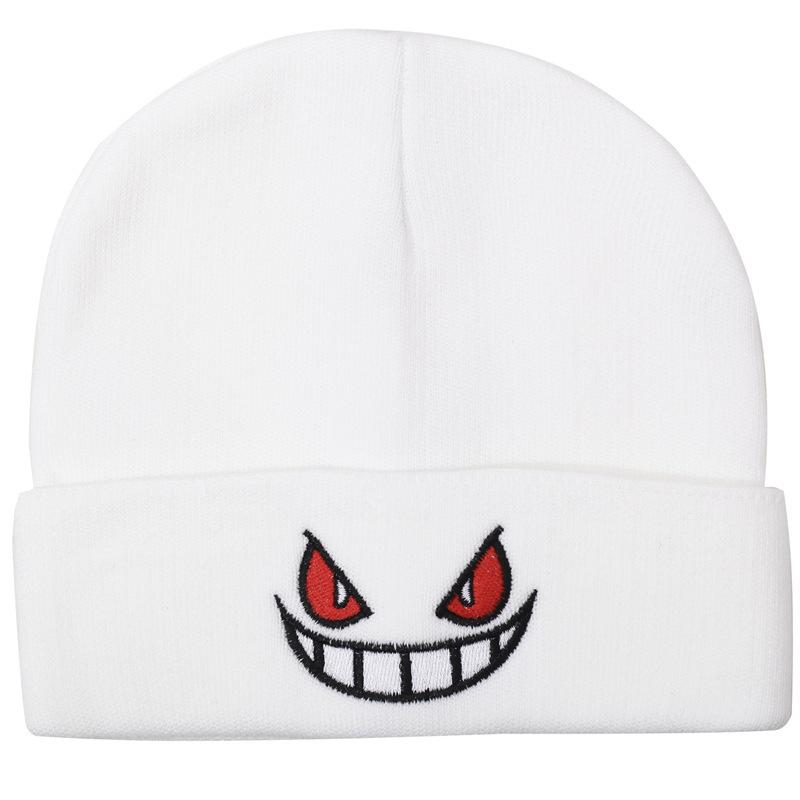 Anime Cartoon Embroidered Knitted 100% Acrylic Street Style Beanie Hat Autumn Winter Beach Warm Travel Gengar Adults Unisex