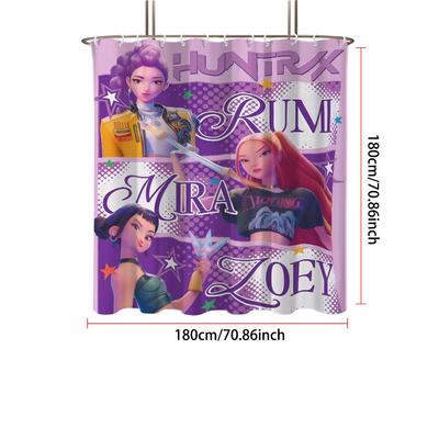 1 pièce K-Pop Chasseurs de Démons groupe imprimé imperméable cloison de douche intimité rideau suspendu 12 crochets taille multiple installation facile
