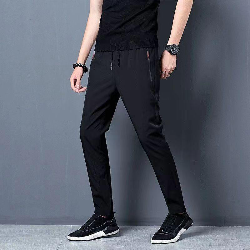 

Men s Casual Pants Stretch Slim Fit Elastic Waist Jogger Korean Classic Blue Black Gray Male Brand Trousers 5XL Plus Size M