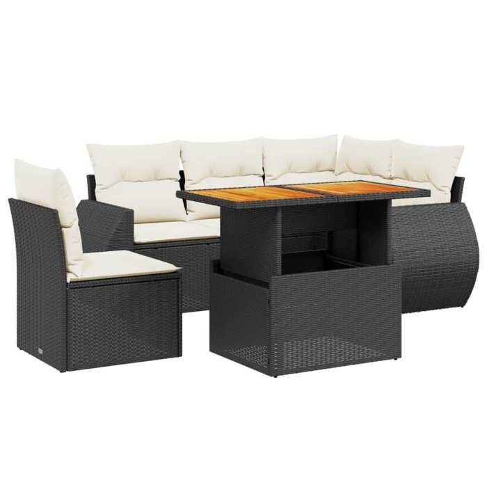VidaXL Salon de Jardin avec Coussins 6 pcs, Canapés de Terrasse, Ensemble de Meubles de Patio, Mobilier d'Extérieur, Noir 3272197