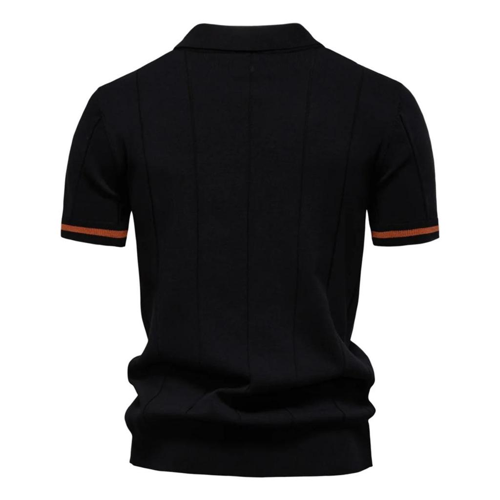 Men's Solid Color Sport Zipper Polo Shirt Athletic Social Polo Shirts for Men Office Slim Fit Polo