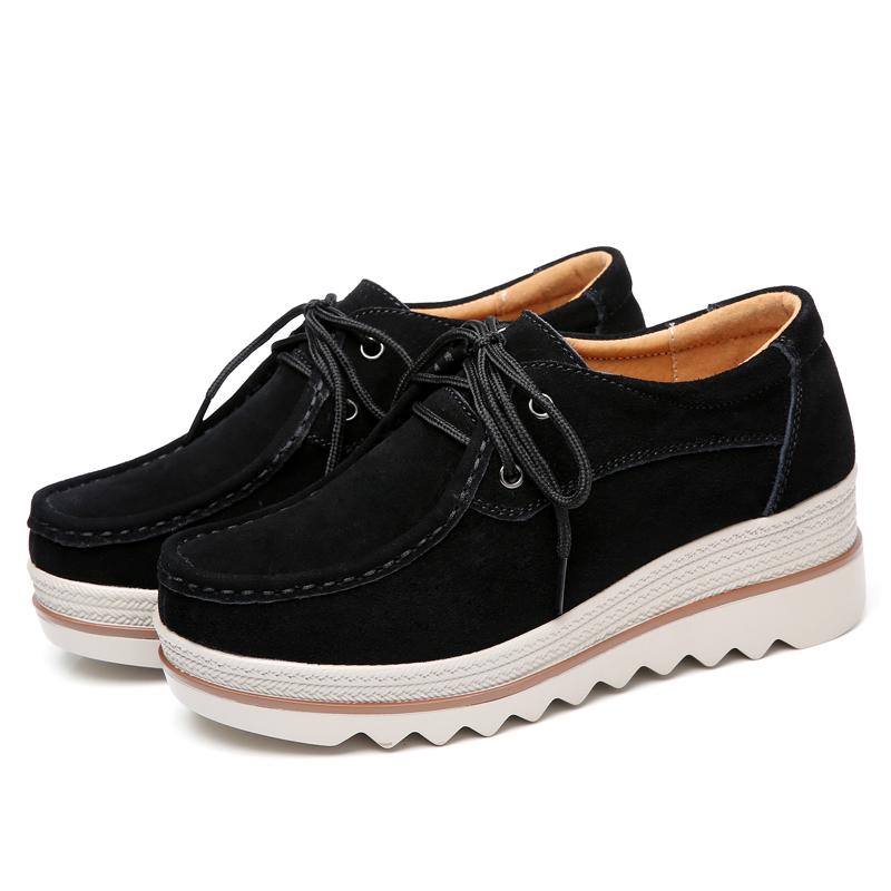 Женские синие мокасины Simple Lady Platform Creepers Casual Slip on Thick Sole Low Leather Shoes Plus Size EU 35 чёрный 2980₽