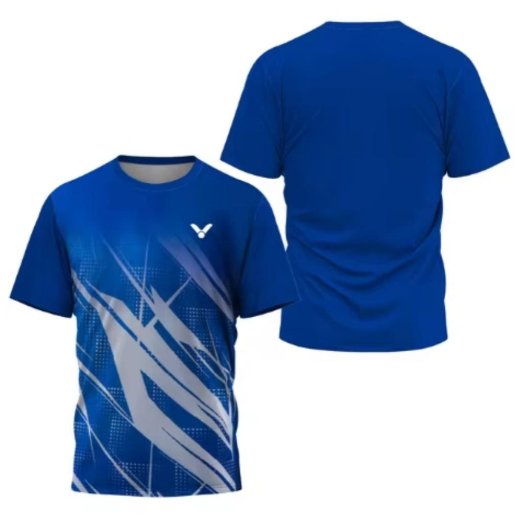 Laser Neon Print Men's Badminton T-Shirt Luxury Brand Short Sleeve Men's Summer Table Tennis T-Shirt Quick Dry Short Sleeve Tee