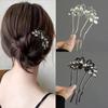 Modische Zirkonia-Perlen U-förmige Haarstäbchen Neuer chinesischer Stil Haarstäbchen für Frauen Duttkamm Hanfu Haarspangen Haaraccessoires