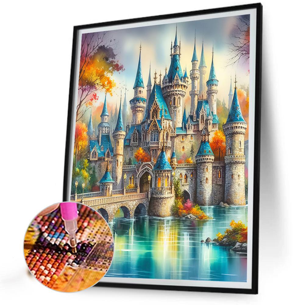 

FE# 5D DIY Full Round Drill Partial AB Diamond Painting Castle Kit Art Decor 45x