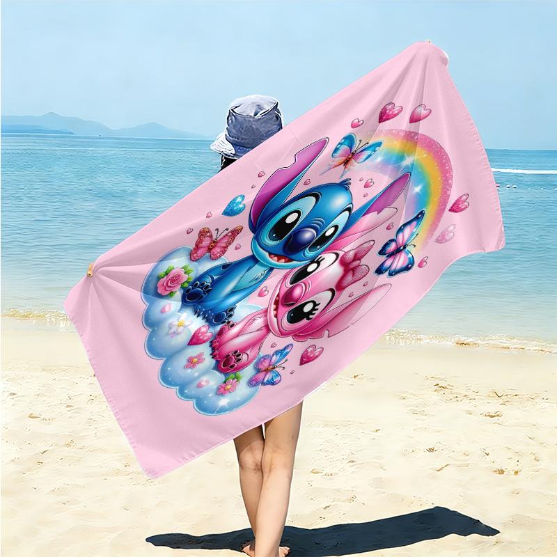 1Pc Lilo Stitch Tropical Adventure Beach Towel Microfiber Beach Towel Thin Absorbent For Beach Swimming Yoga Bath Sports 091784
