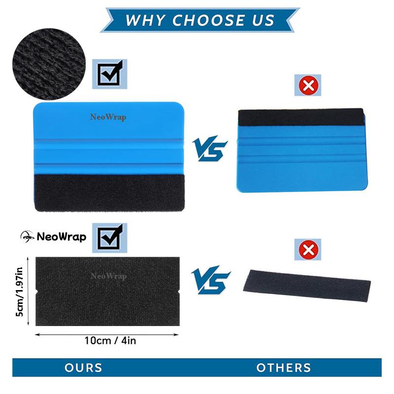 20Pcs Car Adhesive Vinyl Squeegee Tool Felt Edge Scraper 4 Inch Wrap Spatula Bubble Removal Window Tint Wrapping Tool