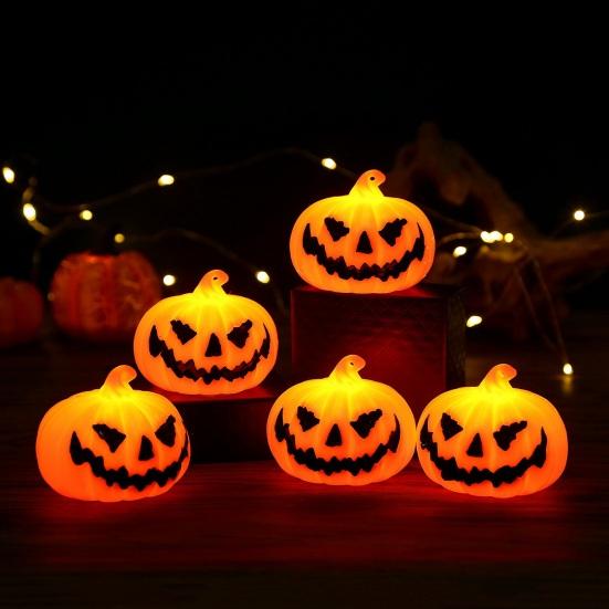 Realistic Festive Theme Props 3Pcs Halloween LED Pumpkin Light, Spooky Ghost Hanging Celebration Wall Hangings Decor for Bar, Glowing Haunted