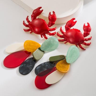 New Multi-layer Irregular Resin Long-style Exaggerated Earrings with Luxurious and High-end Feel - Crab-shaped Earrings
