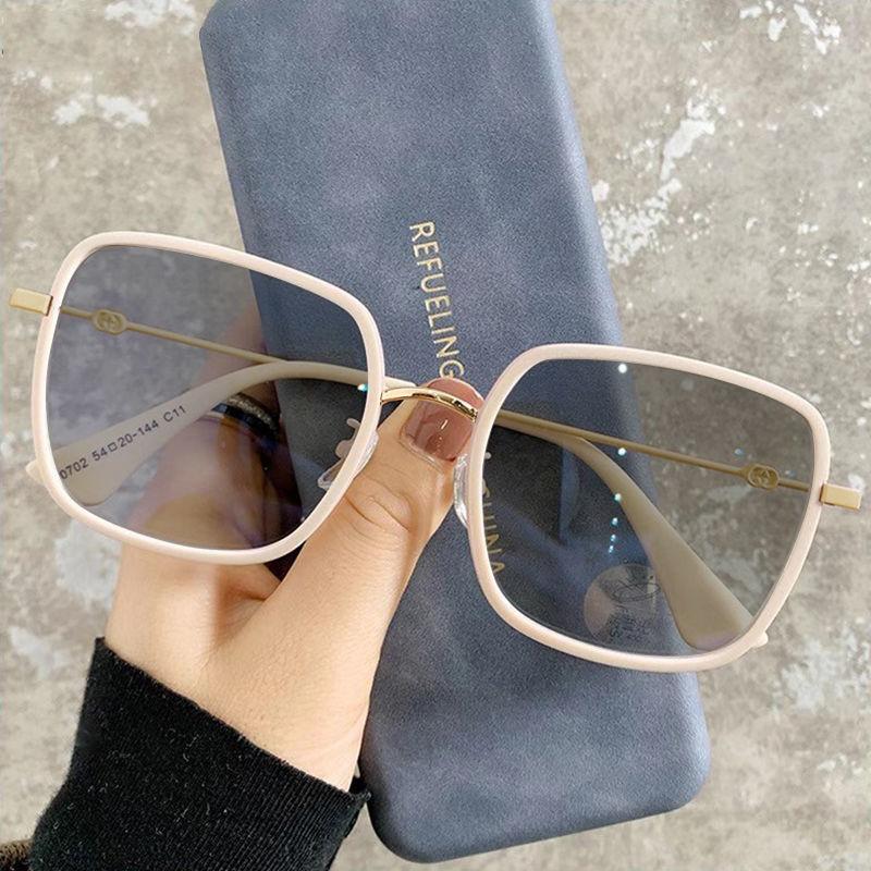 Quadratische photochrome Myopie-Brille Damen Mode Oversized Kurzsichtigkeit Brillen Klassischer Großer Rahmen Brillen 0 bis -600