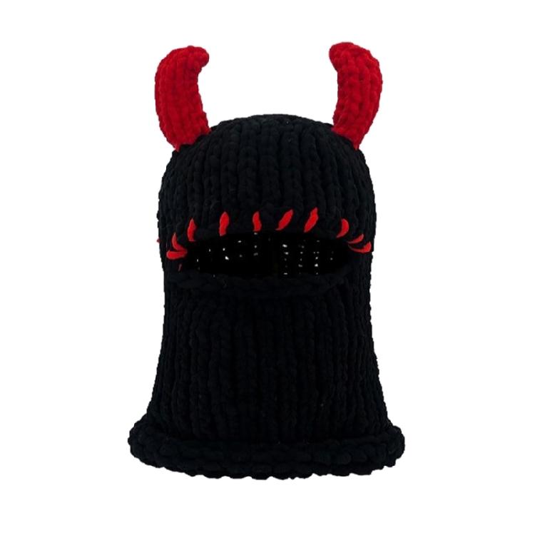Devil Horn Face Cover Hat Knitted Balaclava Caps for Adult Teens Winter Warm Hat Adult Halloween Cosplay Costume Headwear