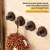 Walnut Wood Grain Suction Cup Hook, Home Seamless Pasting Door Back Coat Hook, Kitchen and Bathroom Wall Single Hook