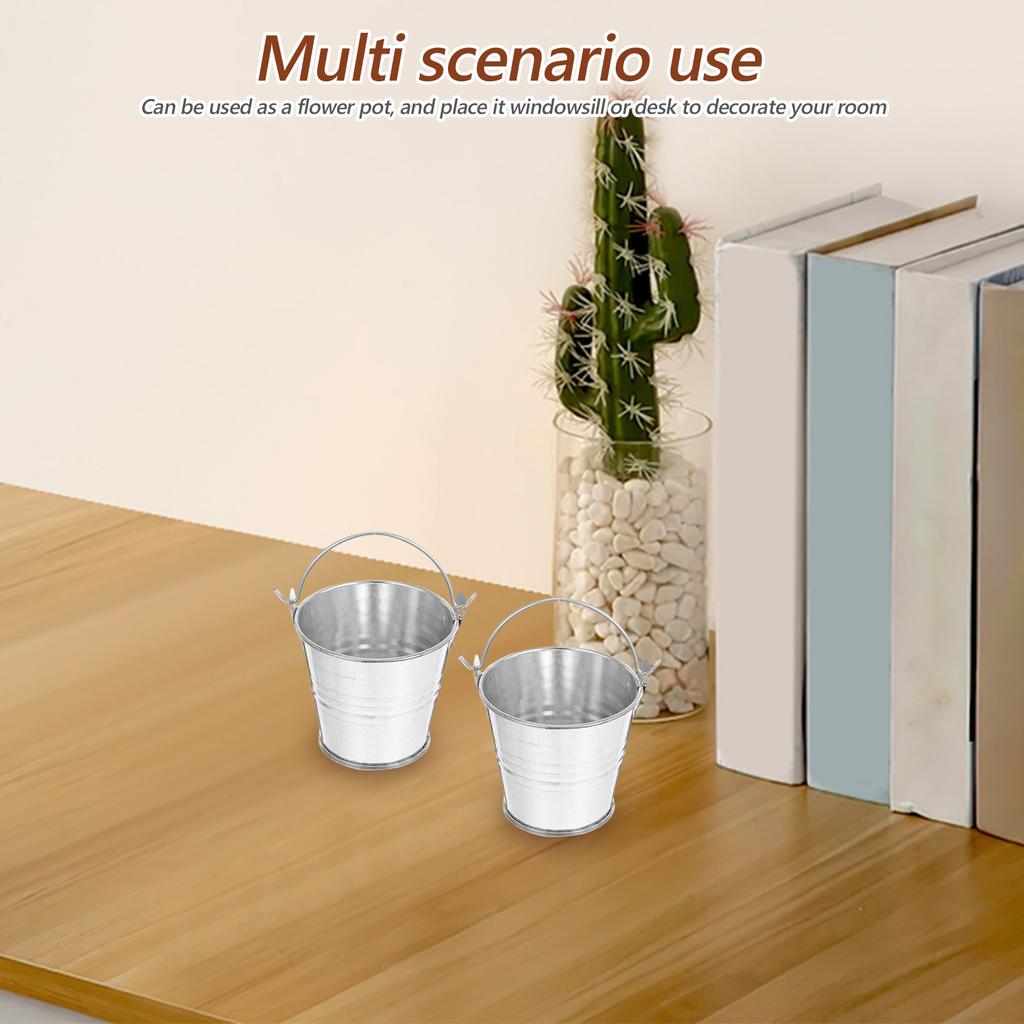8Pcs Chic Mini Metal Tin Buckets Small Iron Buckets Flower Pot Planters Baskets DIY Wedding Centerpiece Organizer