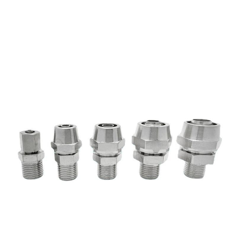 Copper Nickel Plated Quick-Fit Connector: Male Thread for Air, Oil, PTFE Tubes with Split Lock Nut
