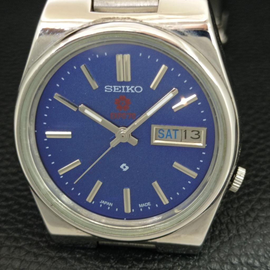 GENUINE VINTAGE SEIKO EXPO 70 AUTOMATIC JAPAN MENS BLUE DIAL WATCH A708786-1