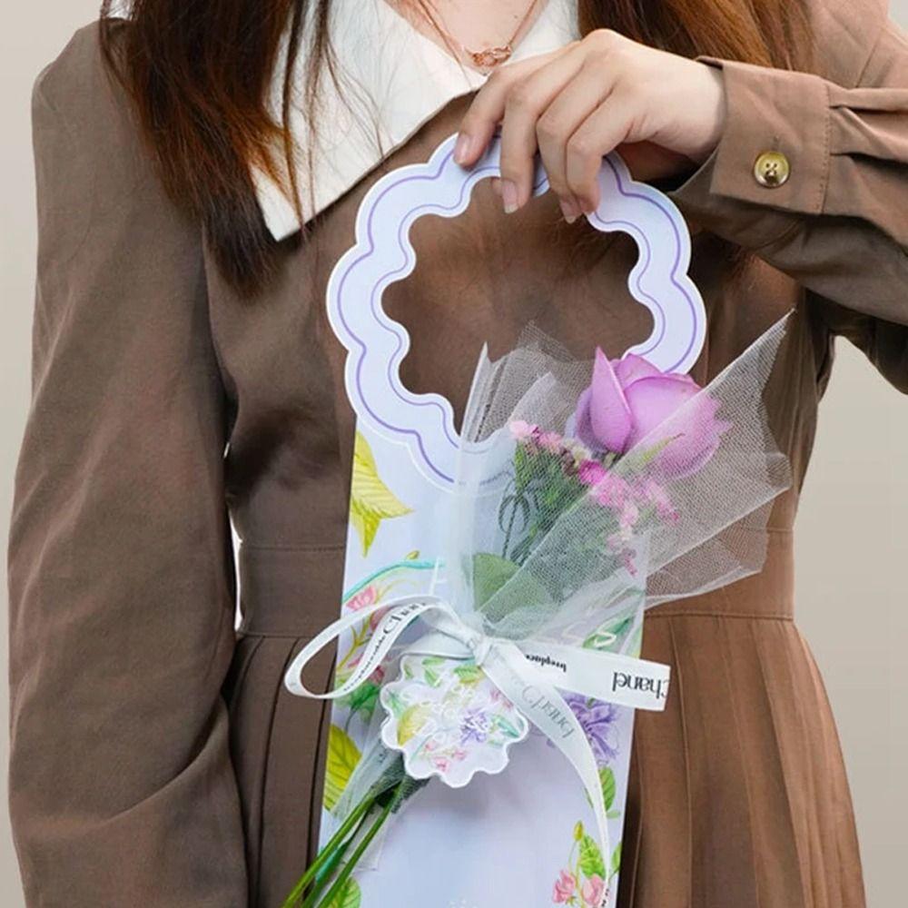 5pcs Hand-held Gift Wrapping Paper Paper Gift Handbag Flowers Packing Bags  Wedding Party