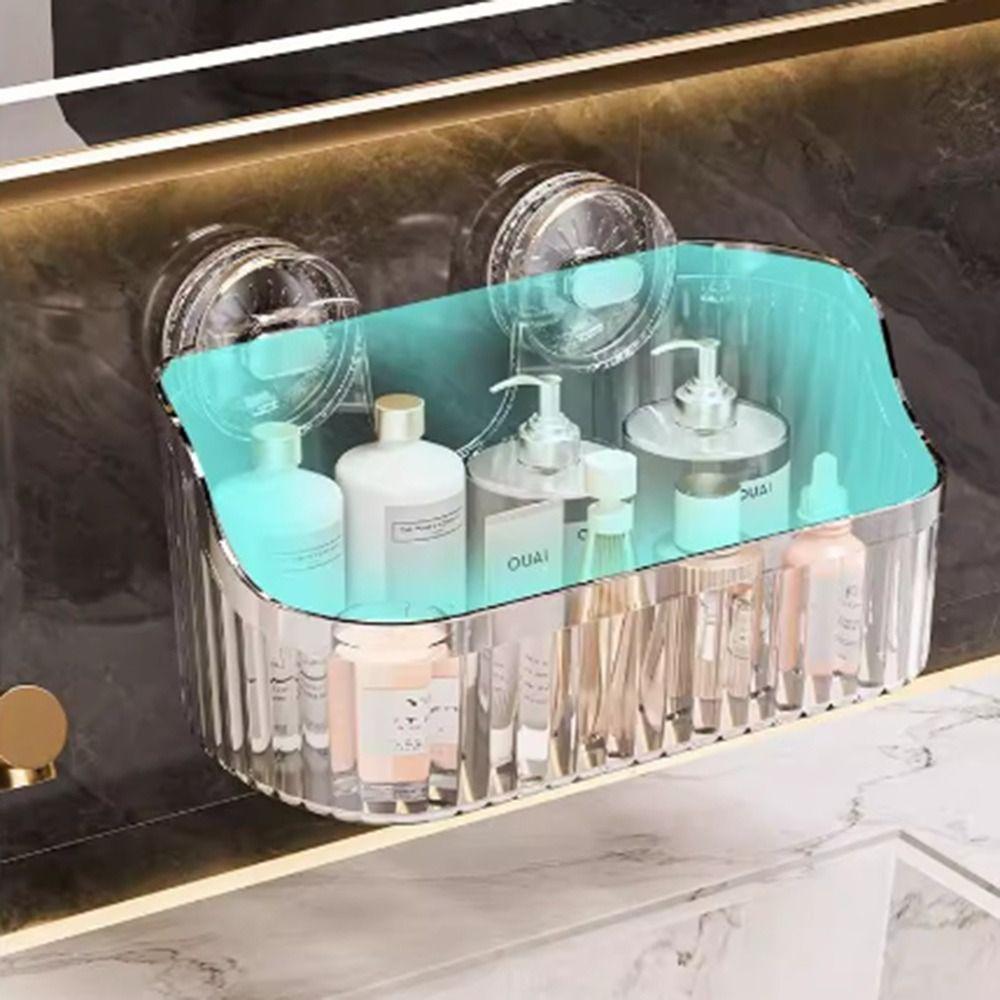 Transparent Suction Cup Shower Rack Punch-Free Bathroom Organizer Shelf  Bathroom Supplies