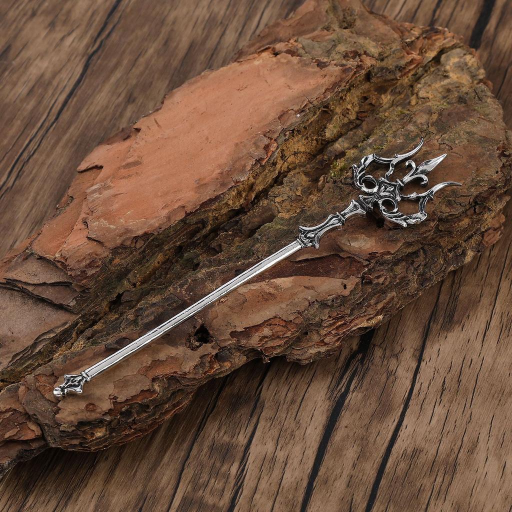Vintage Trident Hair Stick Women Viking Weapon Hair Pin Metal Decorative Hairpin Gift For Her