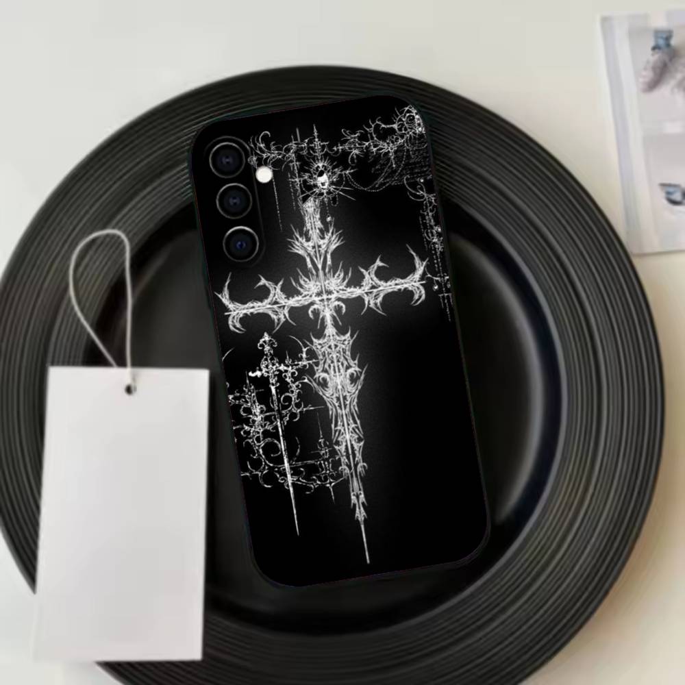 Gothic Cross Vine Transparent Phone Case For Samsung Galaxy A73,A72,A71,A70,A53,A52,A51,Others Soft Black Cover