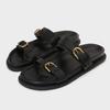 Fashion Metal Buckle Soft Leather Women Roman Shoes Thick Bottom Women Summer Slippers Leisure Comfort Non-slip Women Beach Flat Sandals