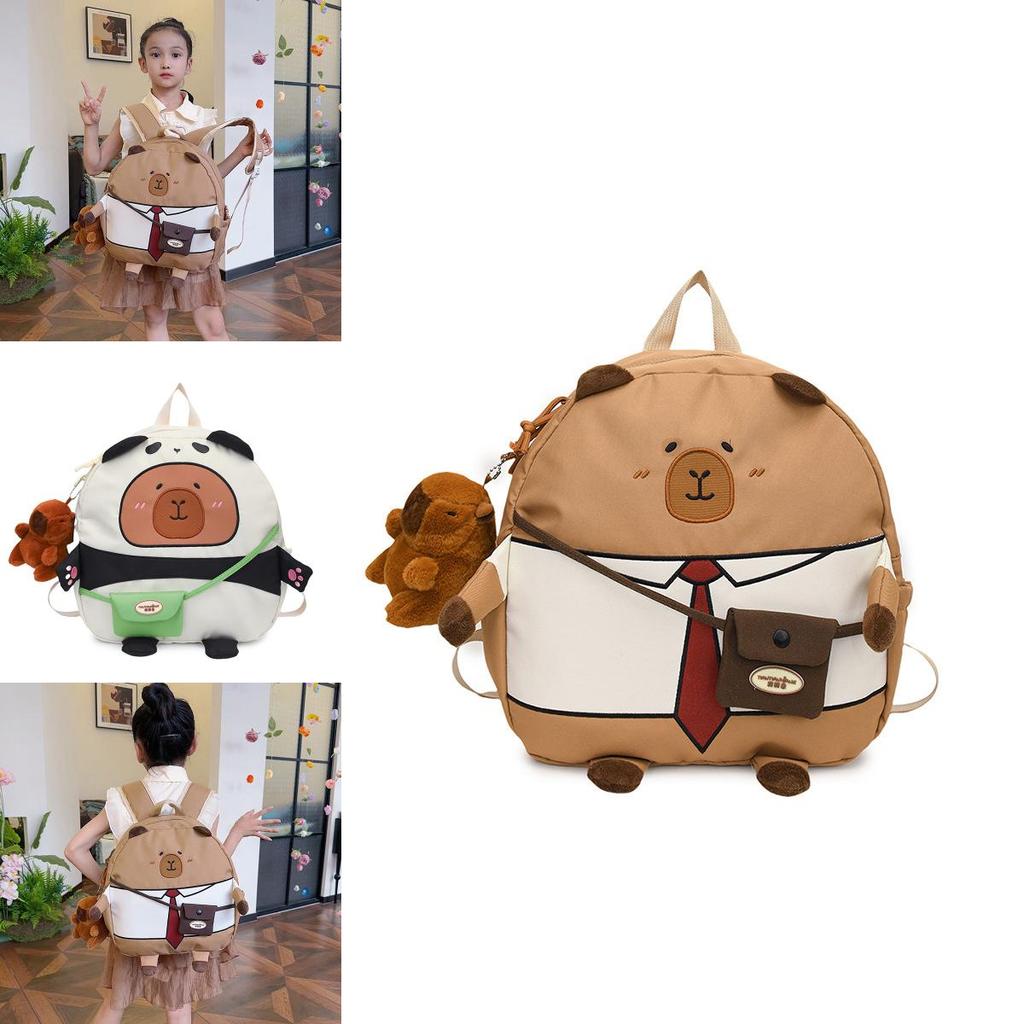 Capybara Print Student Backpack With Breathable Fabric And Ergonomic Shoulder System