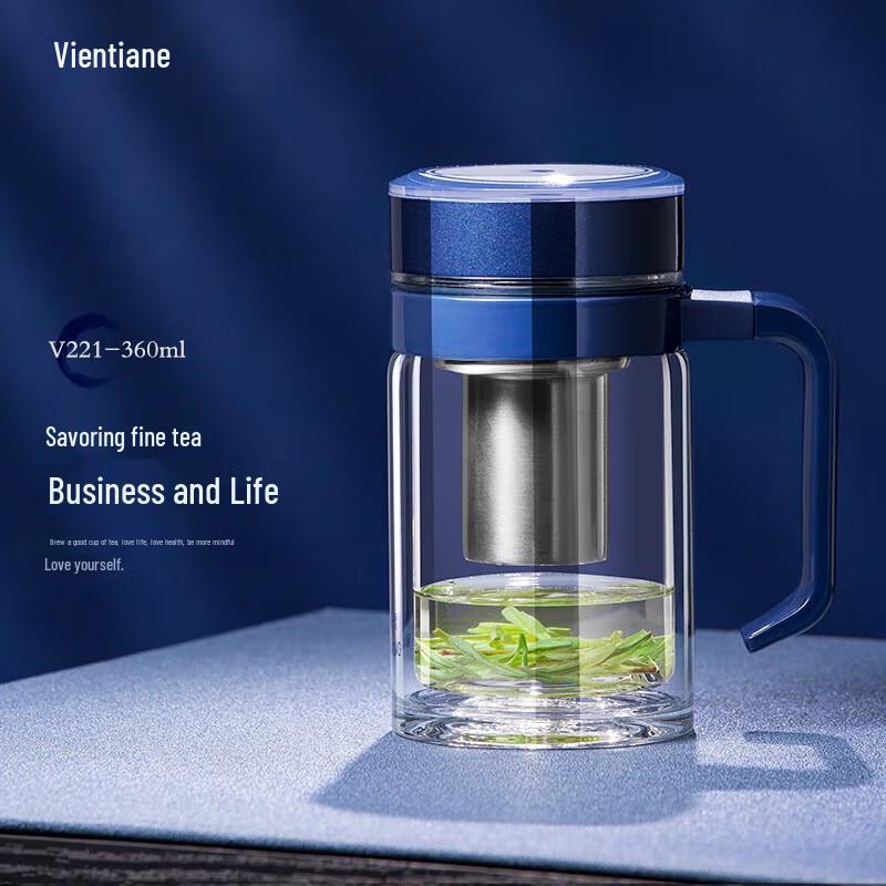 Double-Layer Glass Tea Infuser Mug with Handle