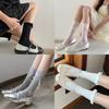 Spring Summer Ballet Style Hollow Out Tied Ribbon Stacking Socks For Girls And Teens