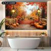 1 piece 2D flat printing autumn harvest pumpkin maple leaf street lamp background cloth decorative banner
