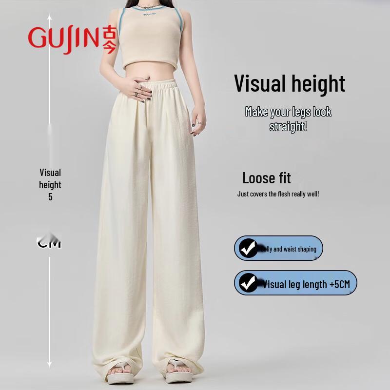 GUJIN Women's Draped Wide-Leg Casual Pants