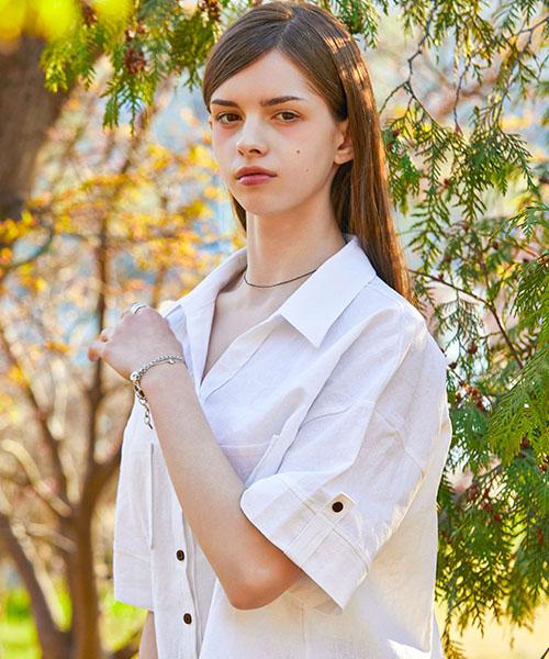 KOLEAT Summer Linen Safari Oversized Uv Protection Short Sleeve Shirt [White] 603