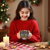 Yousheng 10oz Christmas Painted Mug Winter Scenery Painted Mugs Stained Glass Holiday Drinking Coffee Cup for Cafe Home Bar Decor