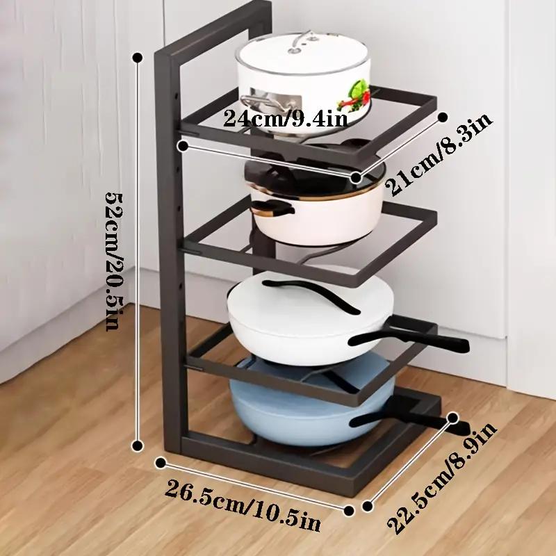 1pc Height Adjustable 3/4 Layer Pot Rack Storage Rack Stainless Steel Under Sink Household Cabinet Rack Kitchen Supplies