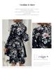 European & American Black Retro Long-Sleeve Printed Women's Dress for Autumn & Winter