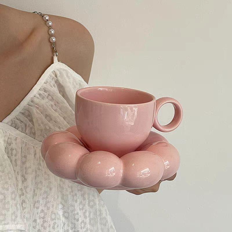 Ceramic Coffee Mug Plate Sets Creative Cloud Coffee Cup Exquisite Office Afternoon Tea Cups Kitchen Drinkware Home Accessories