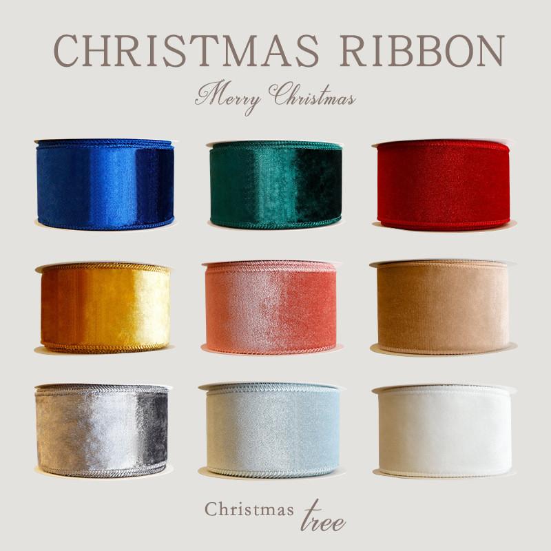 Ribbon Christmas Velvet With Solid Color Design For Scrapbooking And Gift Decor