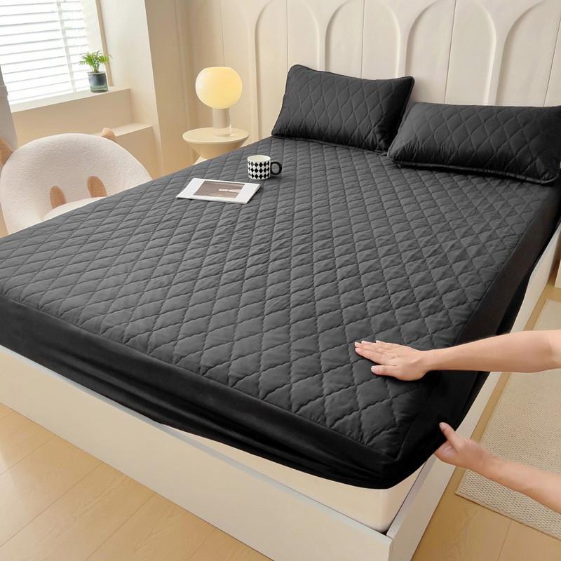 Waterproof Bedsheet Quilted Sheet Breathable Mattress Protector Cover Non-slip Simmons Bed Cover 90×200cm (no pillowcase) чёрный