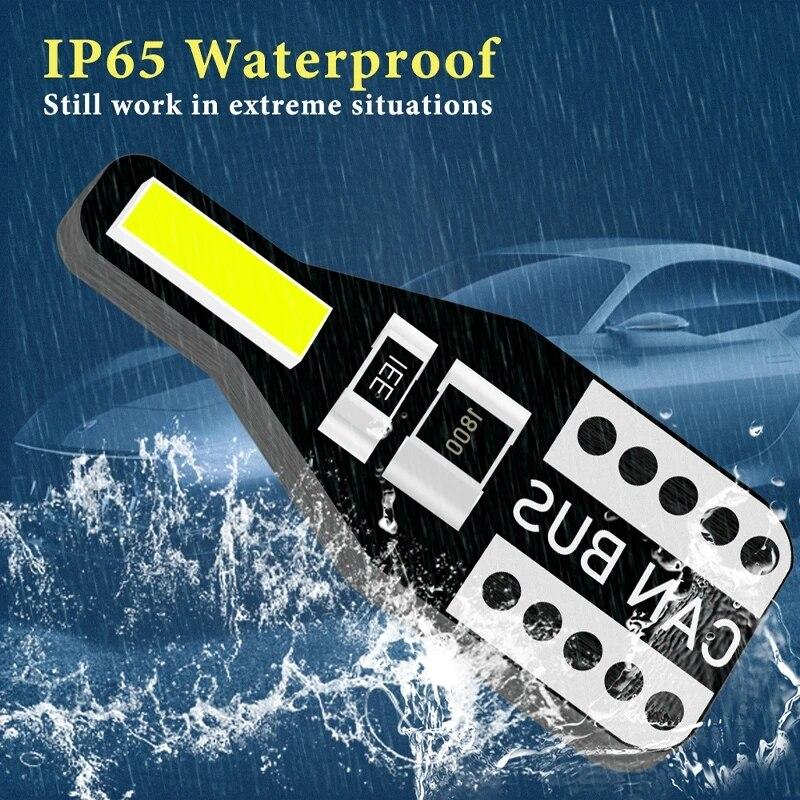 10 PCS T10 W5W LED Canbus Bulb 194 168 7020 Cob 2SMD Car Interior Lights Reading Lamp Wedge Bulb White Error Free