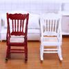 1/12 Toy Model Rocking Chair Pretend for Play Toy Mini Wooden Chair White/Red Role for Play Accessory DIY for Doll House