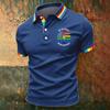 Men's Casual Color-Block Striped  Short-Sleeve Shirt