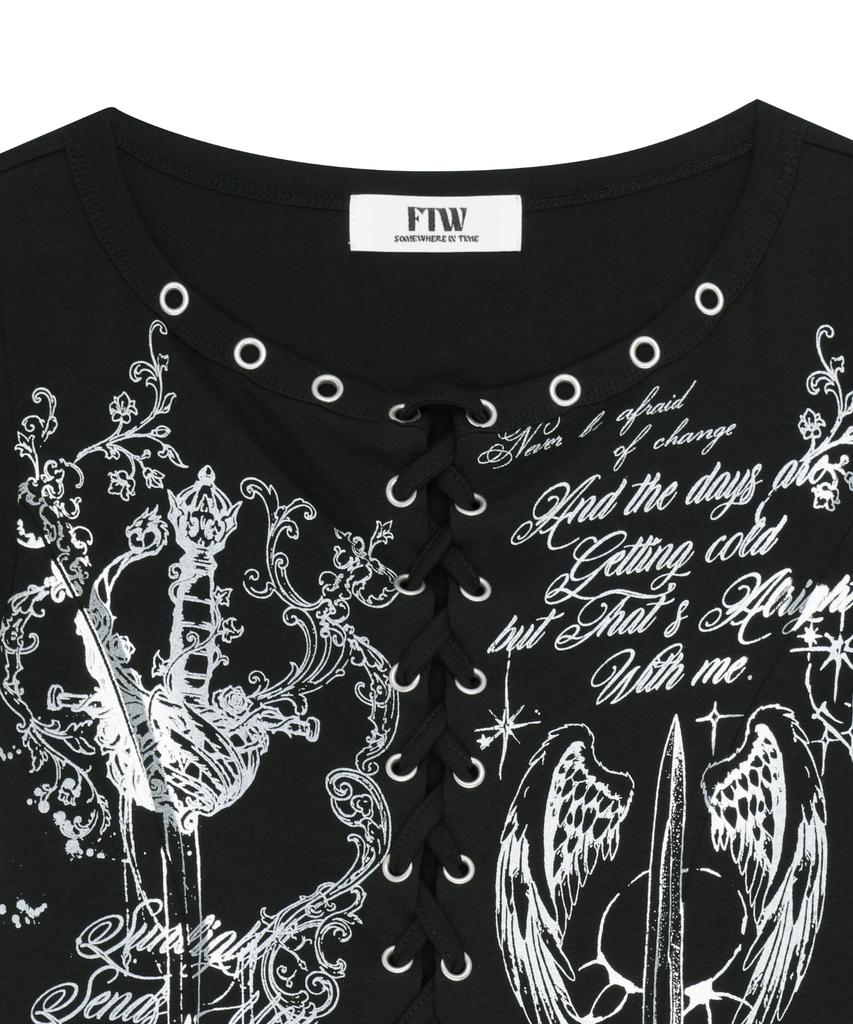 Podeowedeo Eyelet Angel Blade T-Shirt (Black)