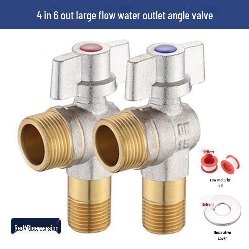 Universal All-Copper Gas Water Heater Valve: Hot/Cold Flow, 4/6 Point Angle Stop & Triangle Valve