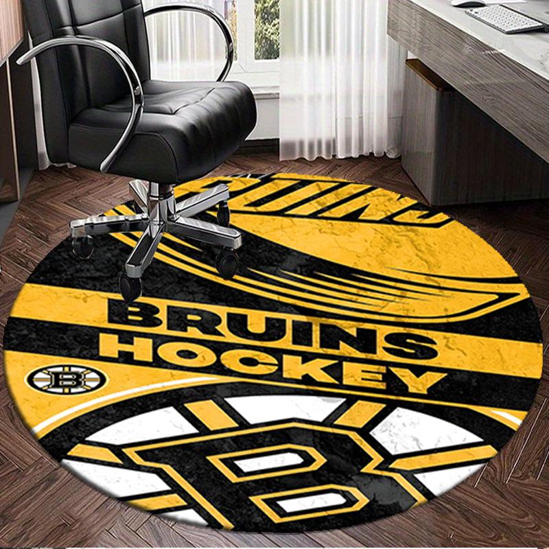 1PC Bruins Emblem hockey Round Rug, Non-slip Chair Mat, Home Decor, Circle Carpet Perfect for Office, Bedroom, Living Room,Christmas gift