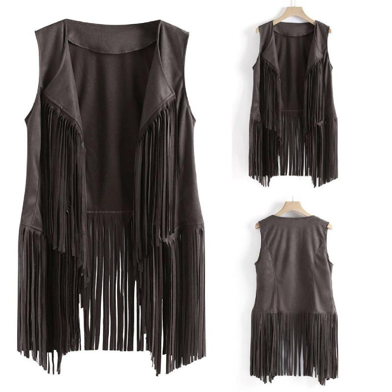 

New spring and summer fashion thin fringed vest women s European station thin slim sleeveless cardigan vest 3XL сірий колір