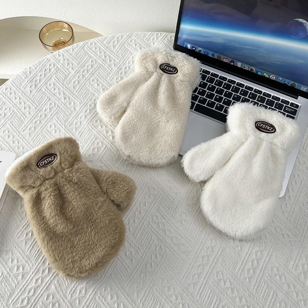 New Soft Winter Warm Gloves Warm Fleece Driving Mittens Full Finger Hanging Neck Gloves Autumn and Winter