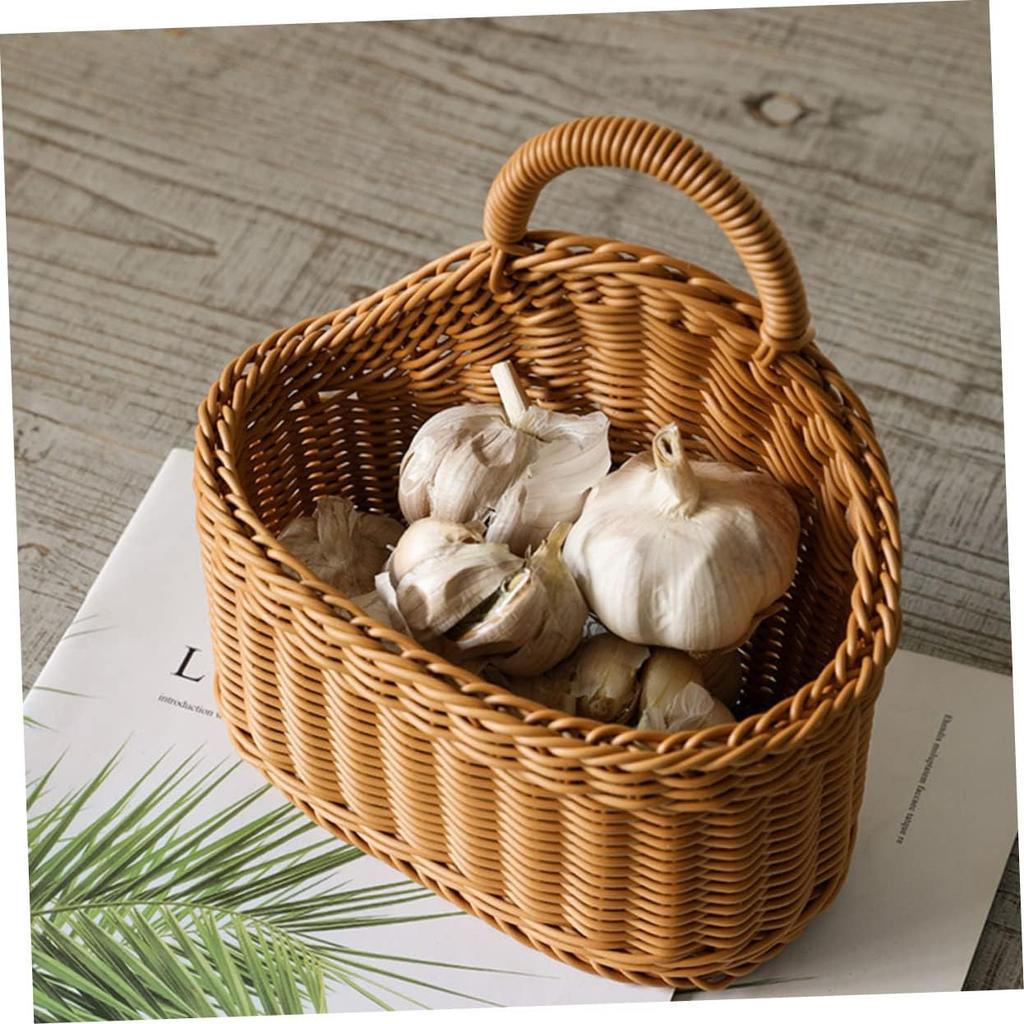 1pc Plastic Knitted Wall-mounted Storage Basket for Kitchen Utensils Simple Design Spoon Chopsticks Holder Lightweight Home Storage Countryside Style